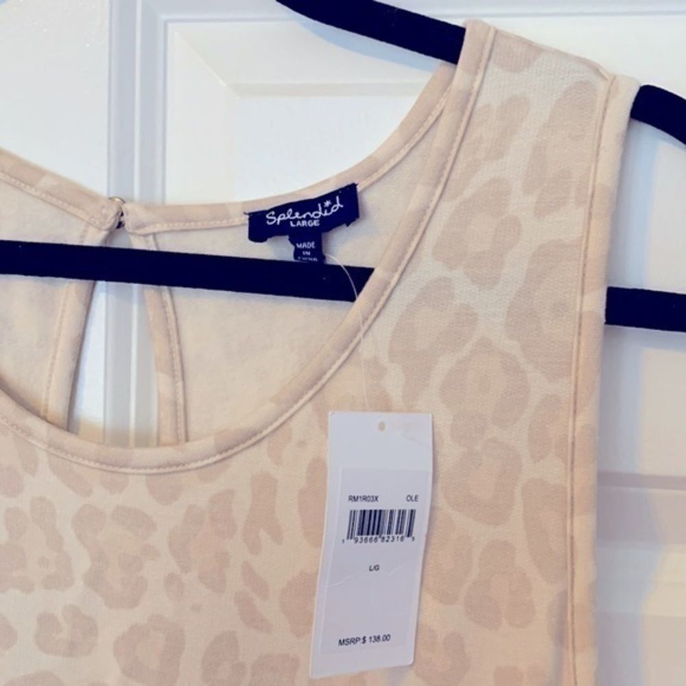 Splendid Large Romper Tan Leopard Sleeveless Drawstring Waist Pockets RM1R03X - Picture 4 of 5
